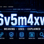 Futuristic digital screen displaying 6v5m4xw code with modern cyber technology background