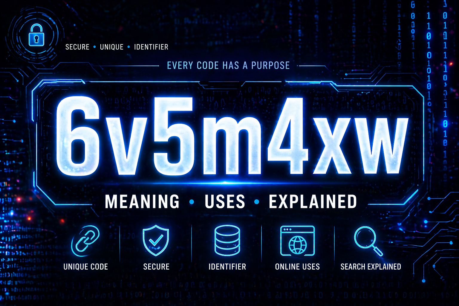 Futuristic digital screen displaying 6v5m4xw code with modern cyber technology background
