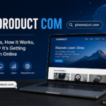 Pinoroduct com featured image showing a modern website interface on a laptop with digital technology elements and the keyword "Pinoroduct Com" prominently displayed.